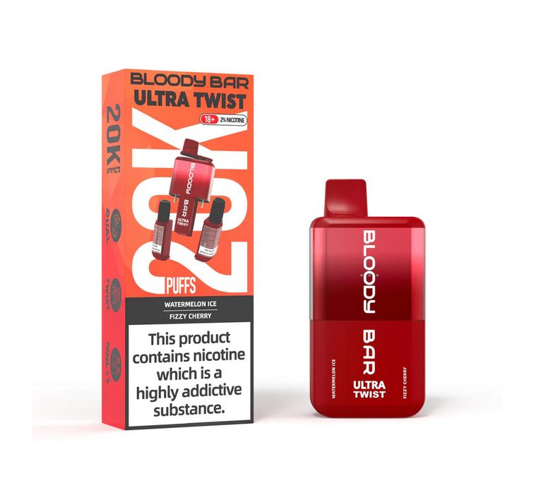 Bloody Bar Ultra Twist 20000 Disposable Vape - Wolfvapes.co.uk - Cherry Ice/Strawberry Raspberry