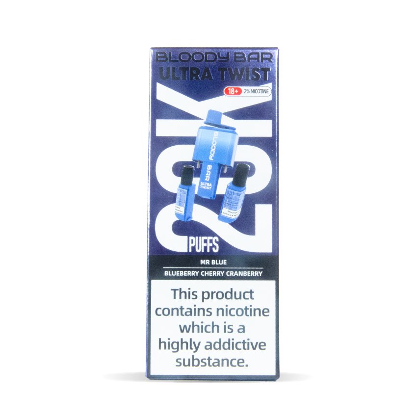 Bloody Bar Ultra Twist 20000 Disposable Vape - Wolfvapes.co.uk - Mr Blue/Blueberry Cherry Cranberry