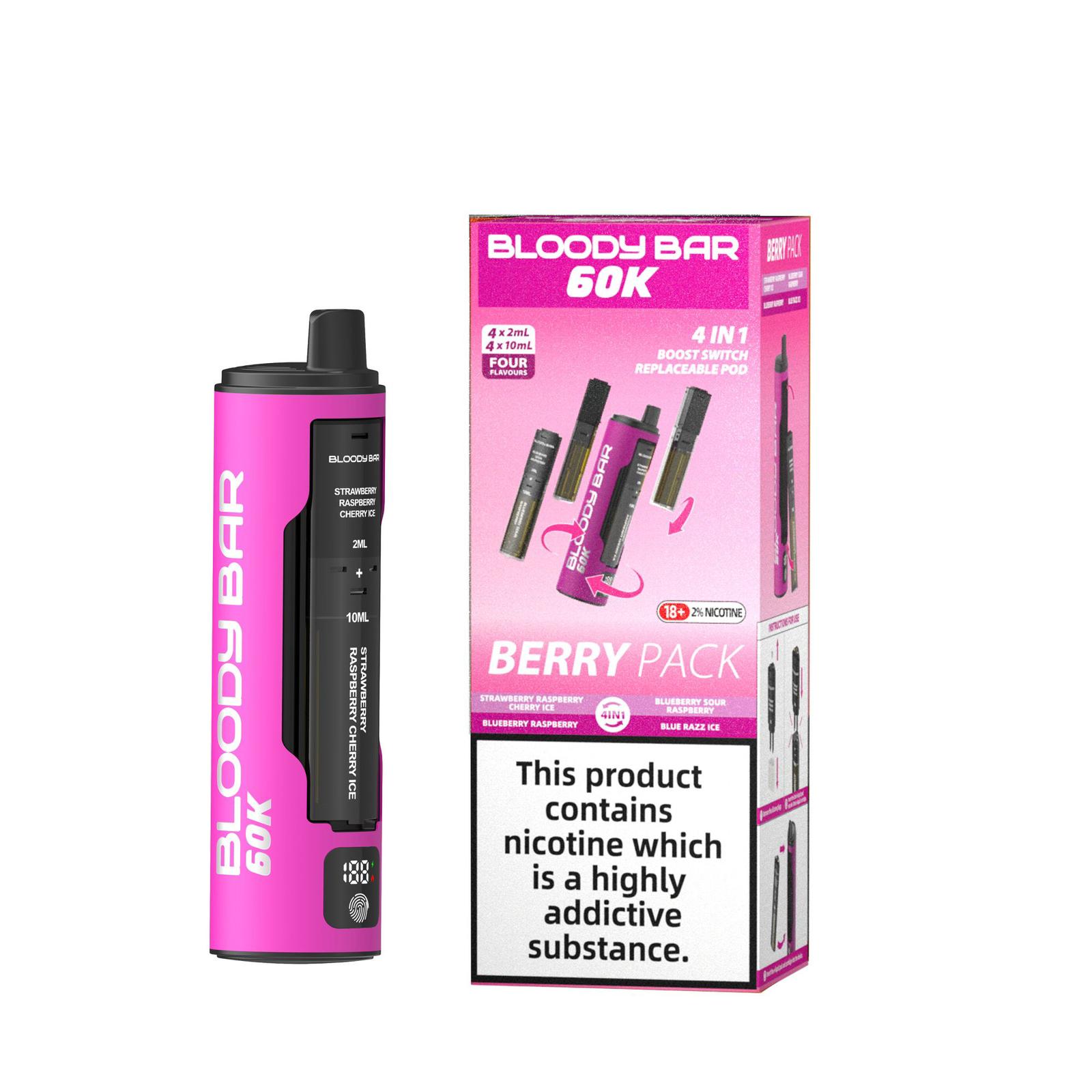 buy Bloody Bar 60k Prefilled 4 In 1 Pod Vape Kit Box of 5 at Wolfvapes.co.uk