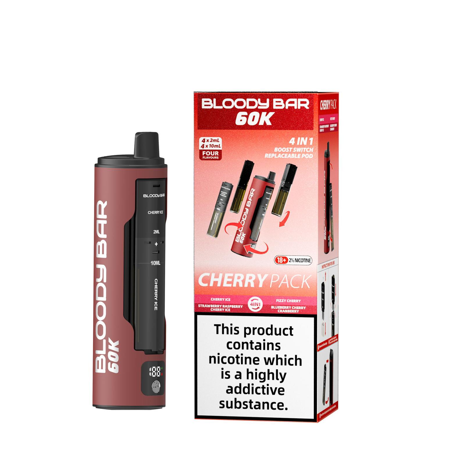 buy Bloody Bar 60k Prefilled 4 In 1 Pod Vape Kit Box of 5 at Wolfvapes.co.uk