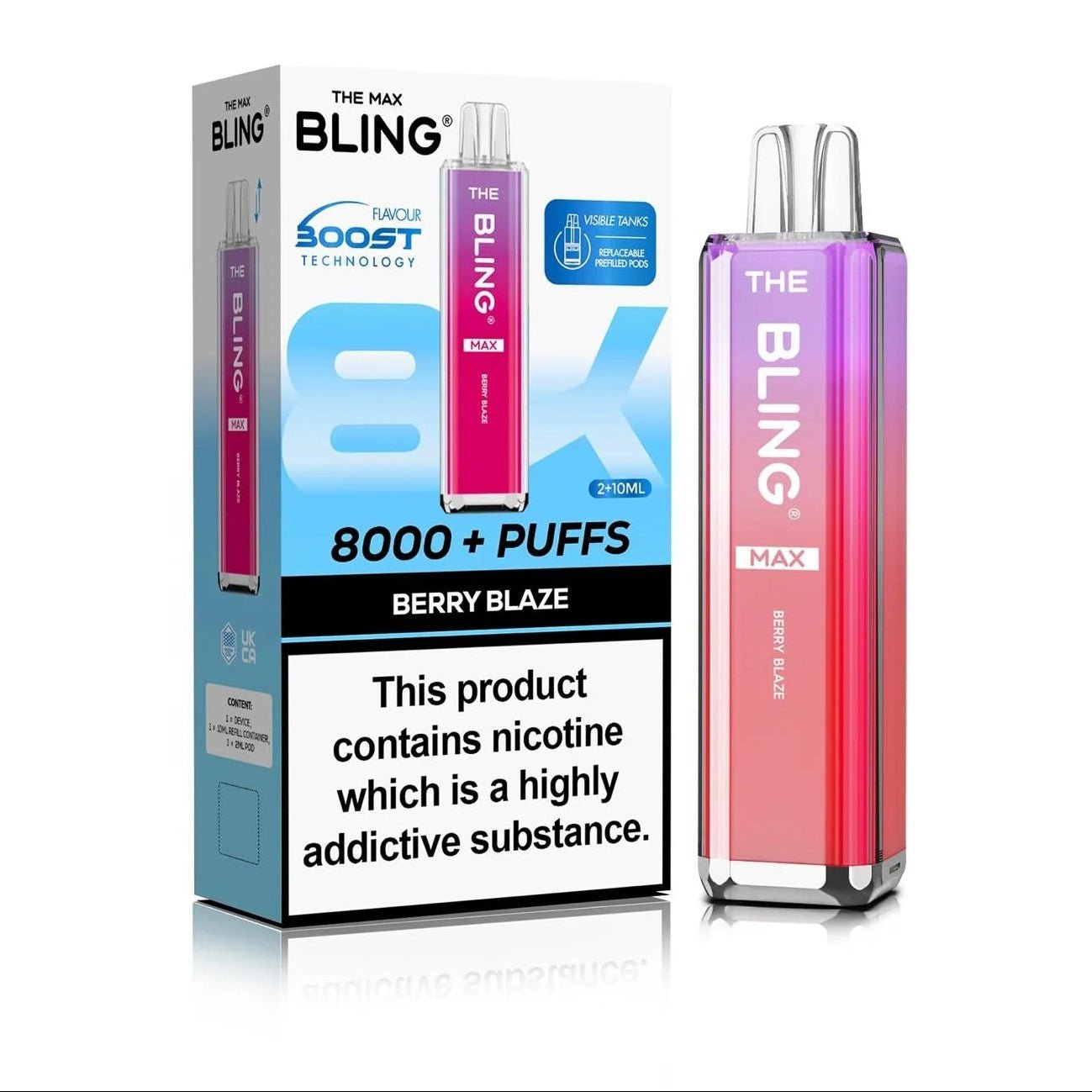 buy Crystal Bling Max 8000 Prefilled Pod Kit Box of 5 at Wolfvapes.co.uk