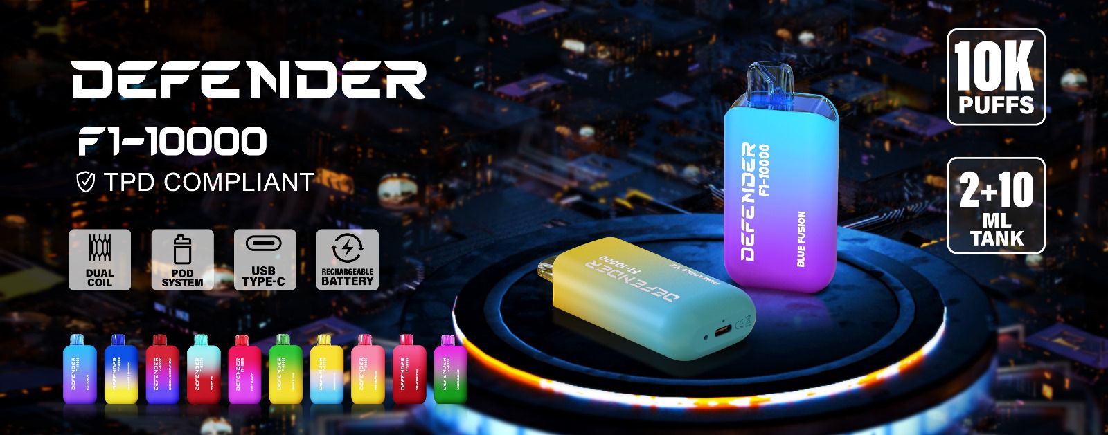 buy Defender F1 - 10000 Prefilled Pod Vape Kit at Wolfvapes.co.uk