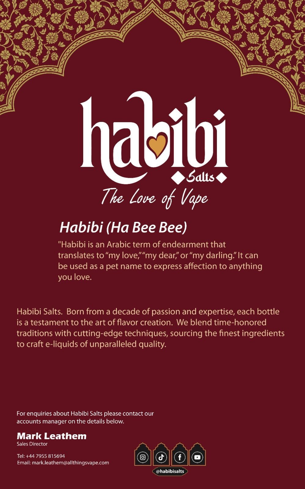 buy Habibi Salts Nic Salt 10ml E - Liquid Box of 10 at Wolfvapes.co.uk