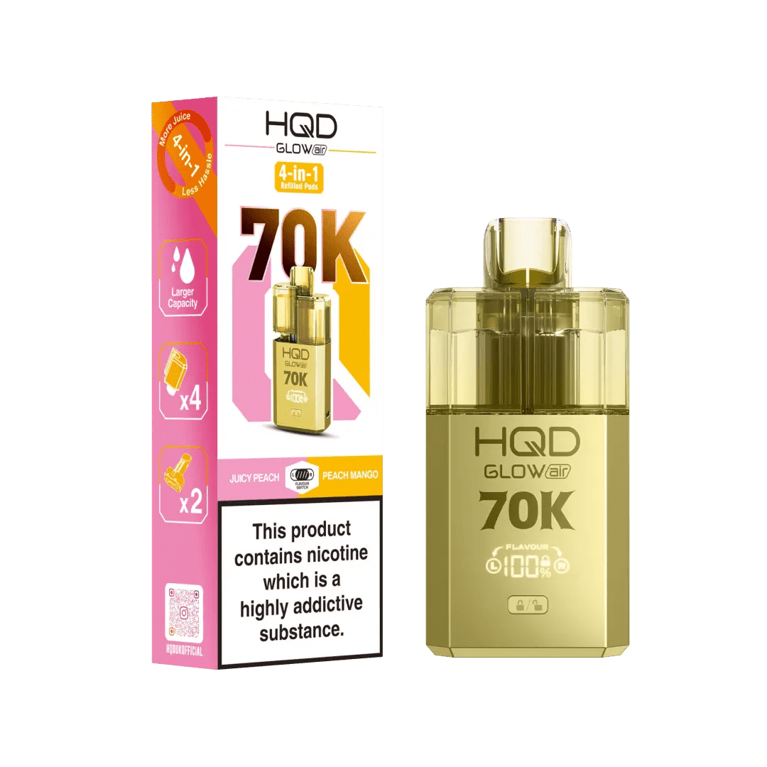 buy HQD Glow Air 70K Prefilled 2 In 1 Vape Box of 5 at Wolfvapes.co.uk