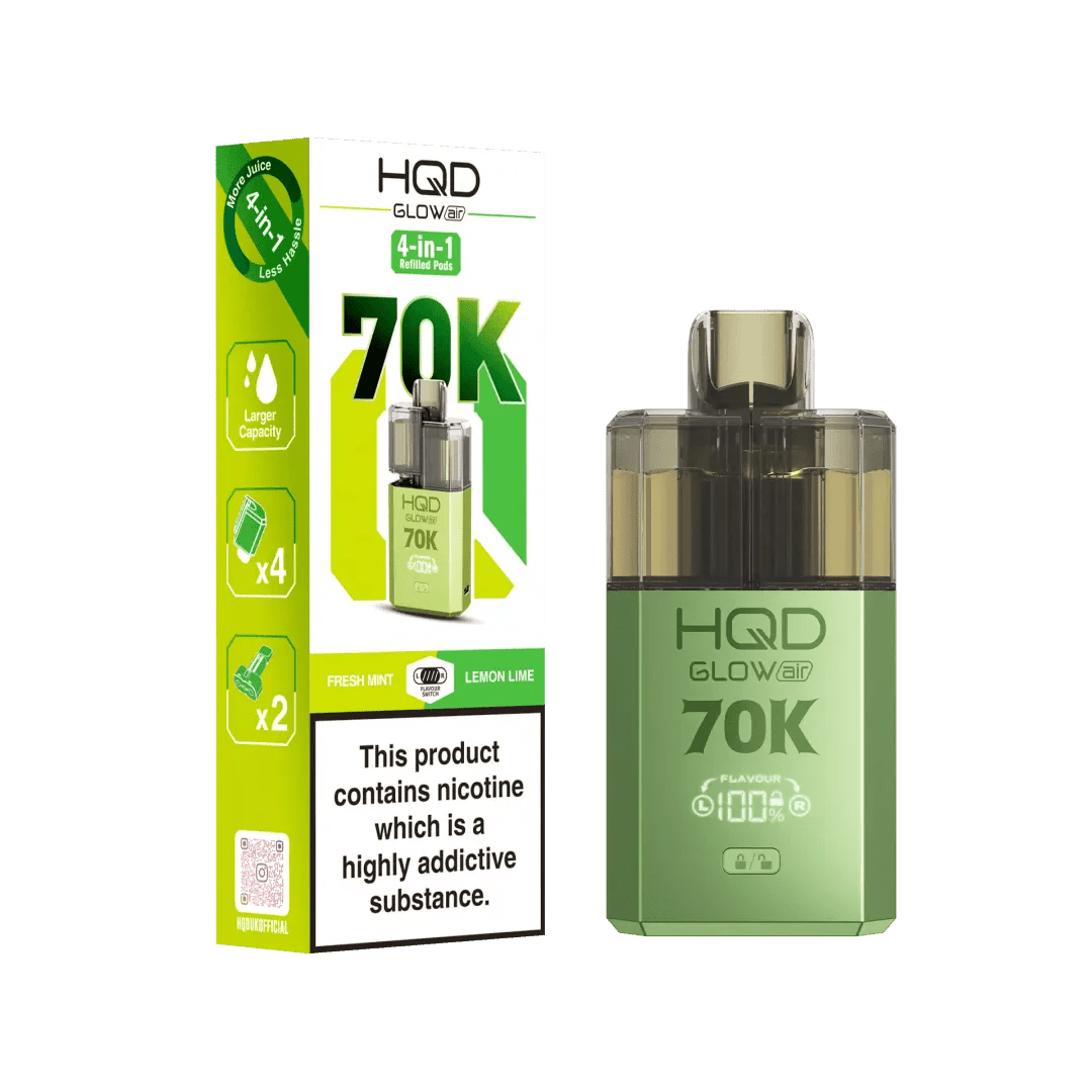 buy HQD Glow Air 70K Prefilled 2 In 1 Vape Box of 5 at Wolfvapes.co.uk