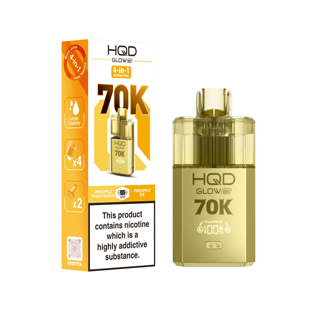 buy HQD Glow Air 70K Prefilled 2 In 1 Vape Box of 5 at Wolfvapes.co.uk