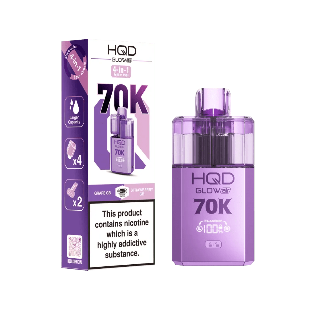 buy HQD Glow Air 70K Prefilled 2 In 1 Vape Box of 5 at Wolfvapes.co.uk