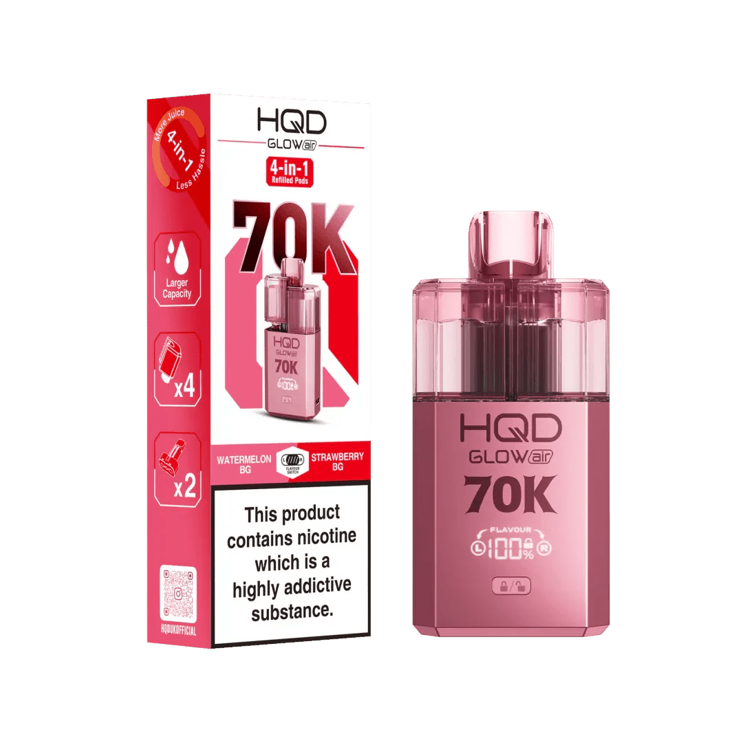 buy HQD Glow Air 70K Prefilled 2 In 1 Vape Box of 5 at Wolfvapes.co.uk