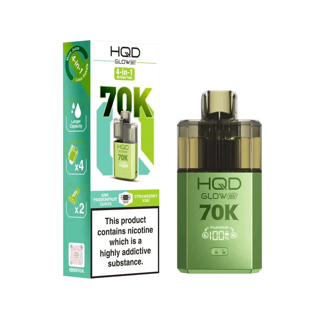 buy HQD Glow Air 70K Prefilled 2 In 1 Vape Box of 5 at Wolfvapes.co.uk