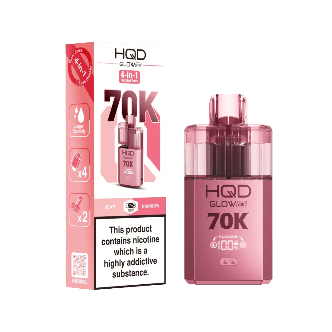 buy HQD Glow Air 70K Prefilled 2 In 1 Vape Box of 5 at Wolfvapes.co.uk
