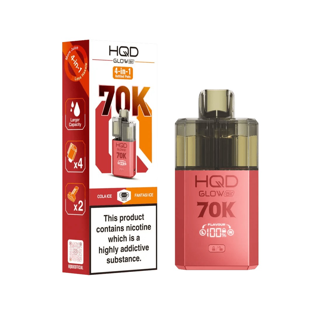 buy HQD Glow Air 70K Prefilled 2 In 1 Vape Box of 5 at Wolfvapes.co.uk