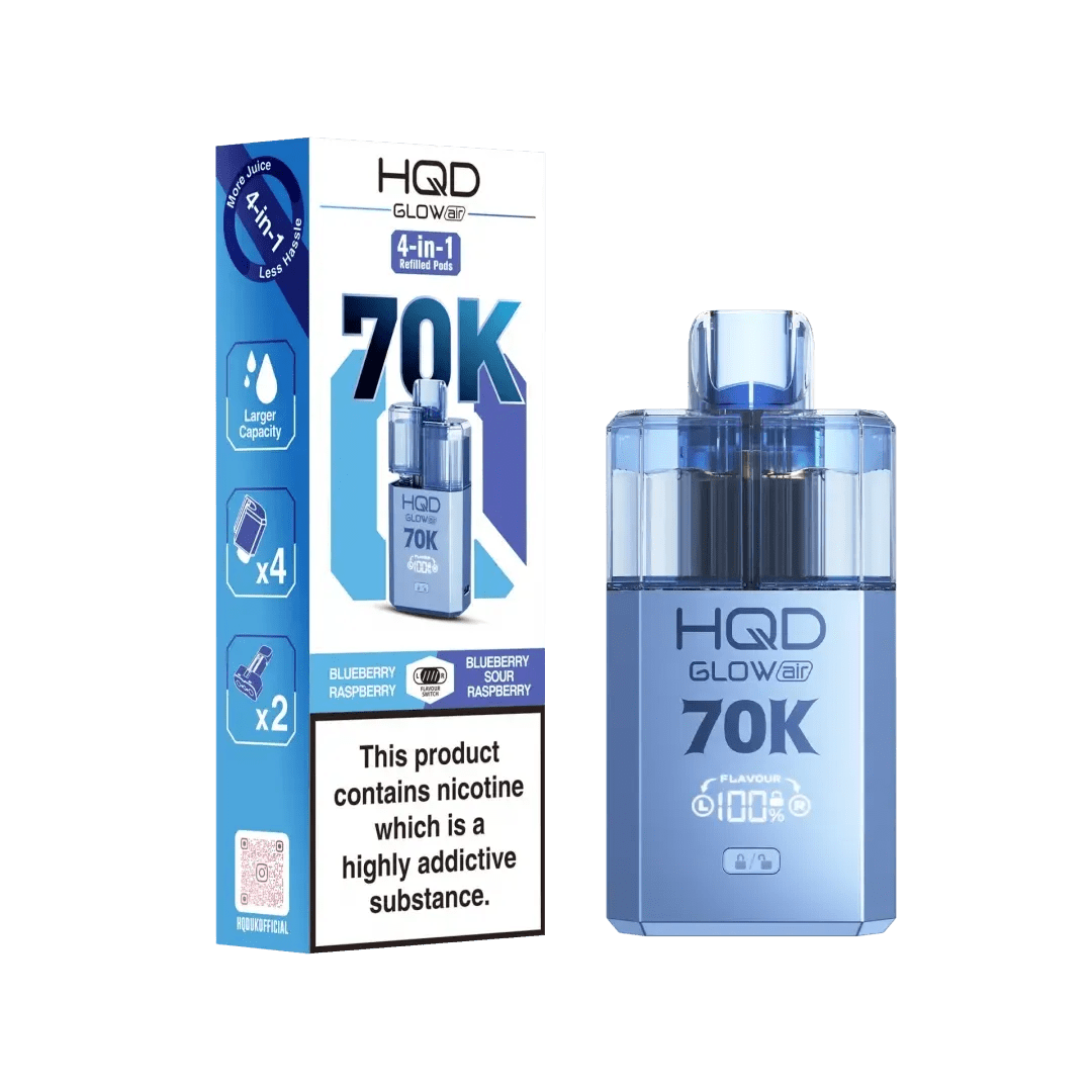 buy HQD Glow Air 70K Prefilled 2 In 1 Vape Box of 5 at Wolfvapes.co.uk