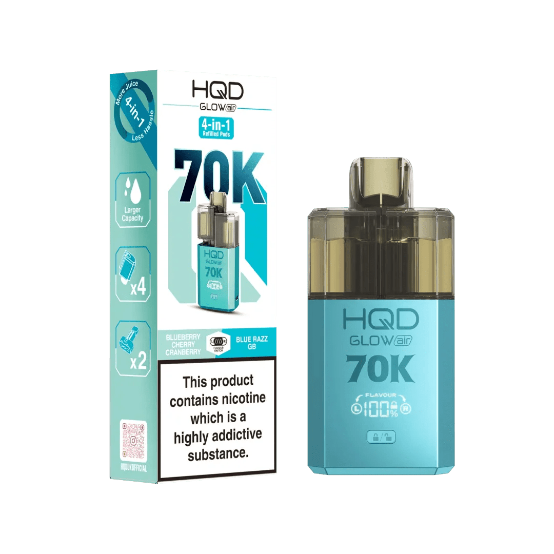 buy HQD Glow Air 70K Prefilled 2 In 1 Vape Box of 5 at Wolfvapes.co.uk