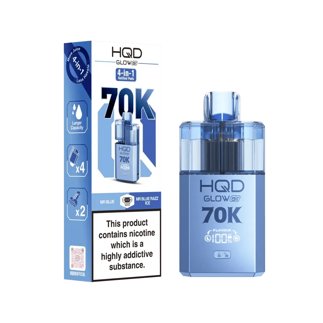 buy HQD Glow Air 70K Prefilled 2 In 1 Vape Box of 5 at Wolfvapes.co.uk