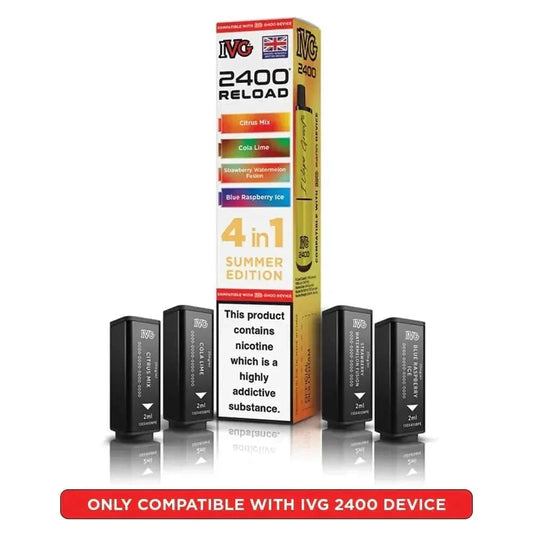 buy IVG 2400 Reload 4 in 1 Prefilled Pods Pack of 5 at Wolfvapes.co.uk
