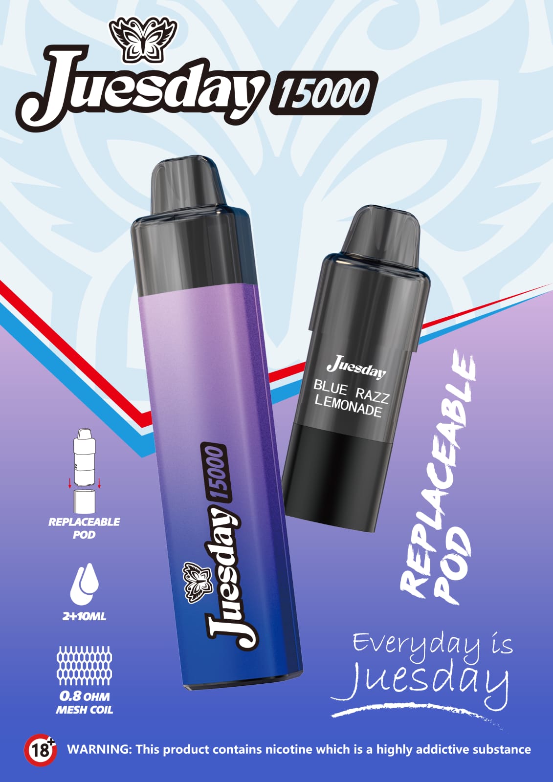 buy Juesday 15k Replacement Pods Box of 10 at Wolfvapes.co.uk
