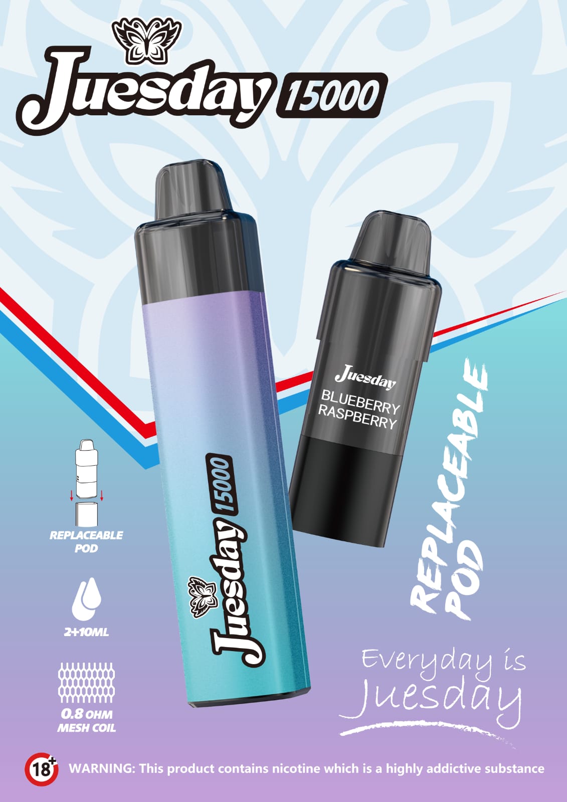 buy Juesday 15k Replacement Pods Box of 10 at Wolfvapes.co.uk