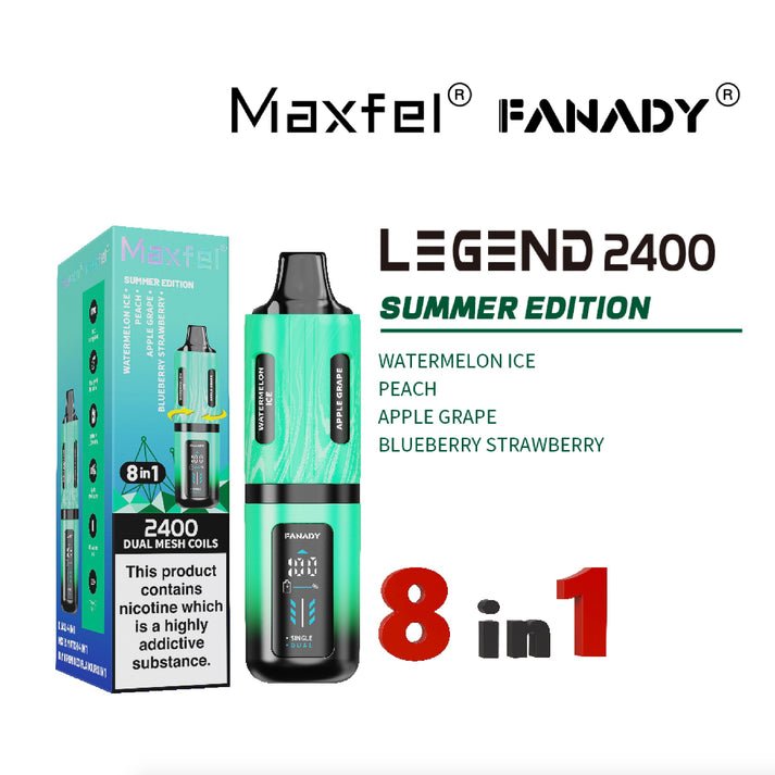 buy Maxfel 8 In 1 Fanady Legend 2400 Vape Box of 5 at Wolfvapes.co.uk