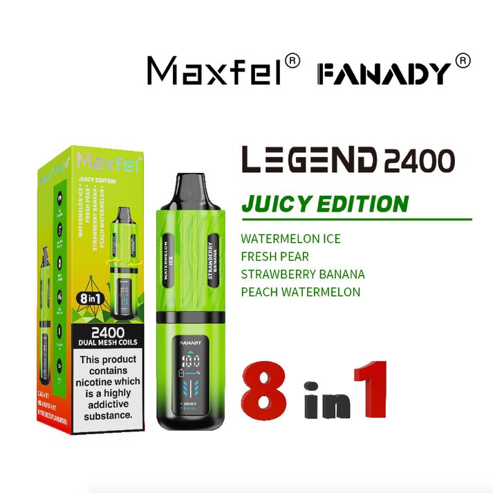 buy Maxfel 8 In 1 Fanady Legend 2400 Vape Box of 5 at Wolfvapes.co.uk