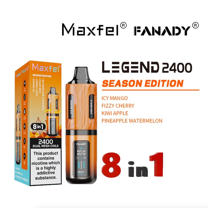 buy Maxfel 8 In 1 Fanady Legend 2400 Vape Box of 5 at Wolfvapes.co.uk