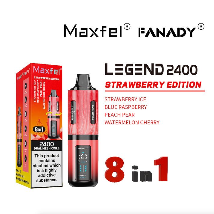 buy Maxfel 8 In 1 Fanady Legend 2400 Vape Box of 5 at Wolfvapes.co.uk