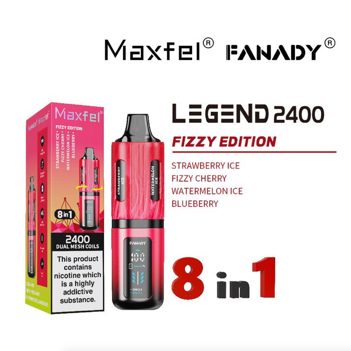 buy Maxfel 8 In 1 Fanady Legend 2400 Vape Box of 5 at Wolfvapes.co.uk