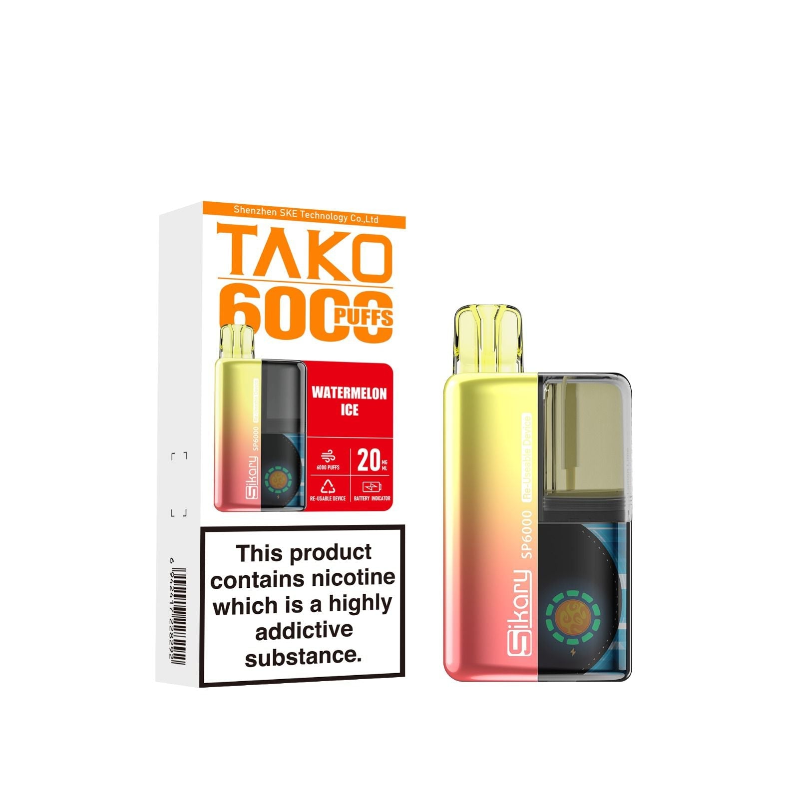 buy Ske Sikary Tako SP6000 Prefilled Pod Vape Box of 5 at Wolfvapes.co.uk