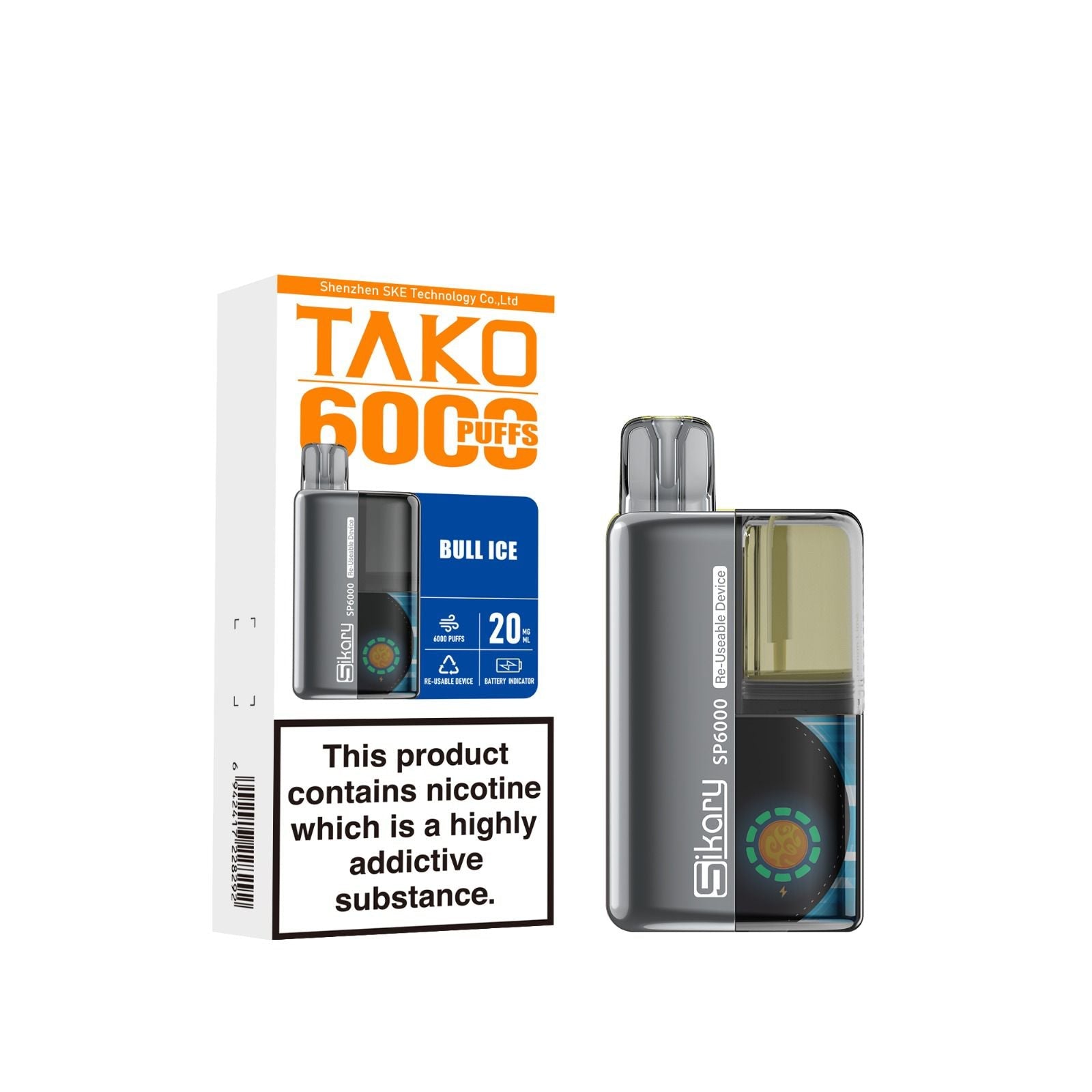 buy Ske Sikary Tako SP6000 Prefilled Pod Vape Box of 5 at Wolfvapes.co.uk