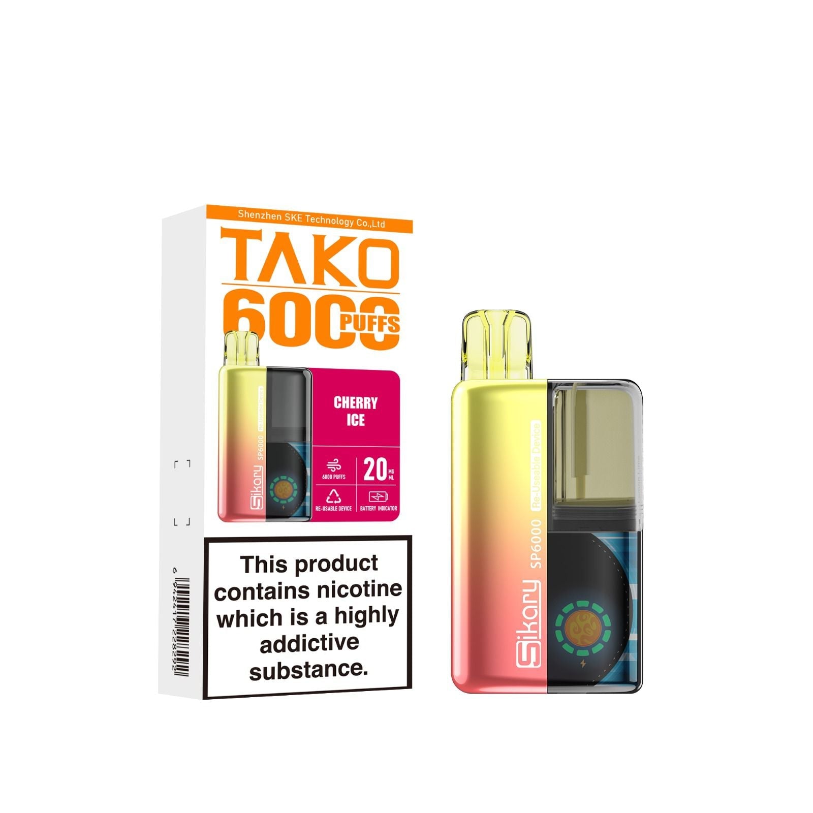 buy Ske Sikary Tako SP6000 Prefilled Pod Vape Box of 5 at Wolfvapes.co.uk