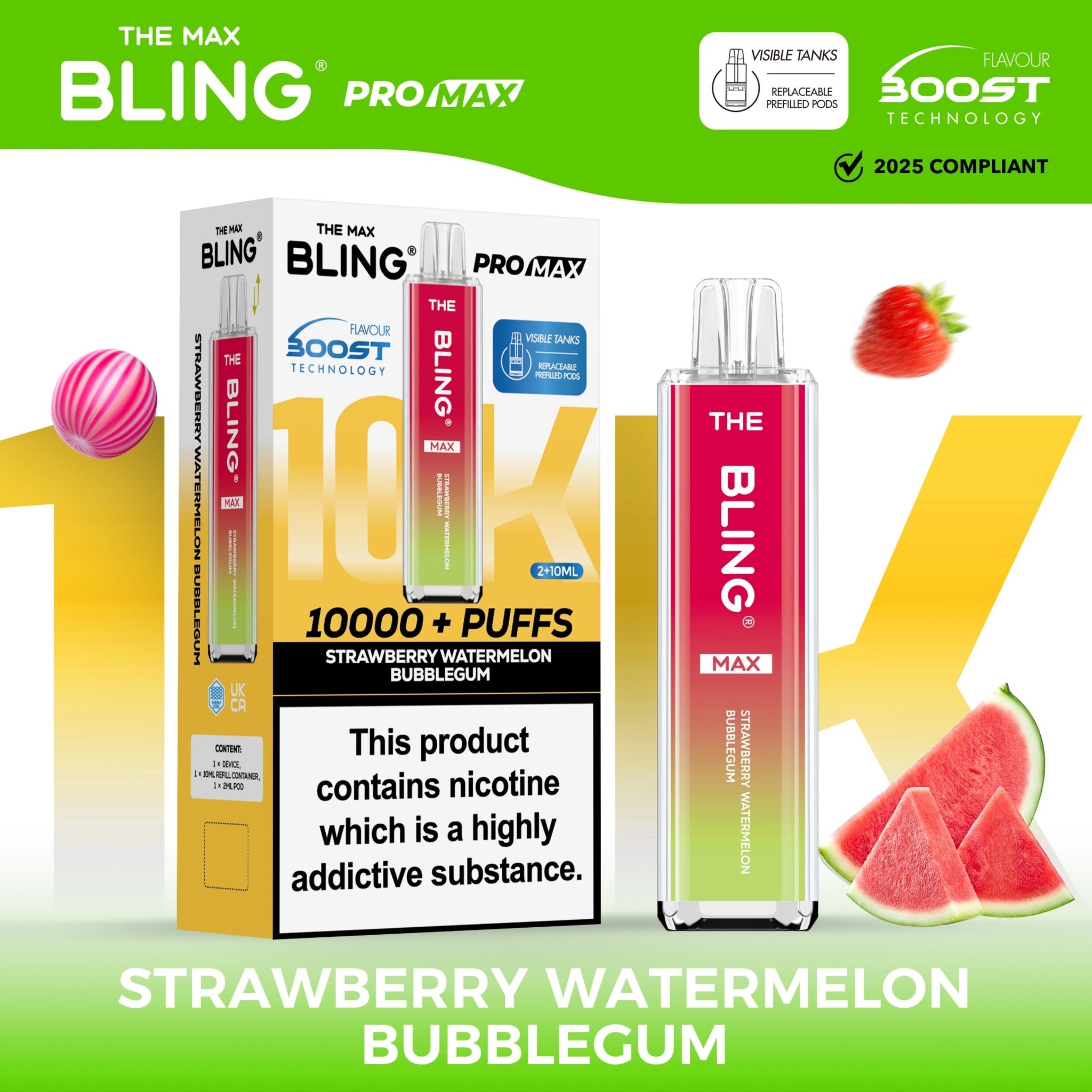 buy The Crystal Bling Max 10000 Preffilled Pod Kit at Wolfvapes.co.uk