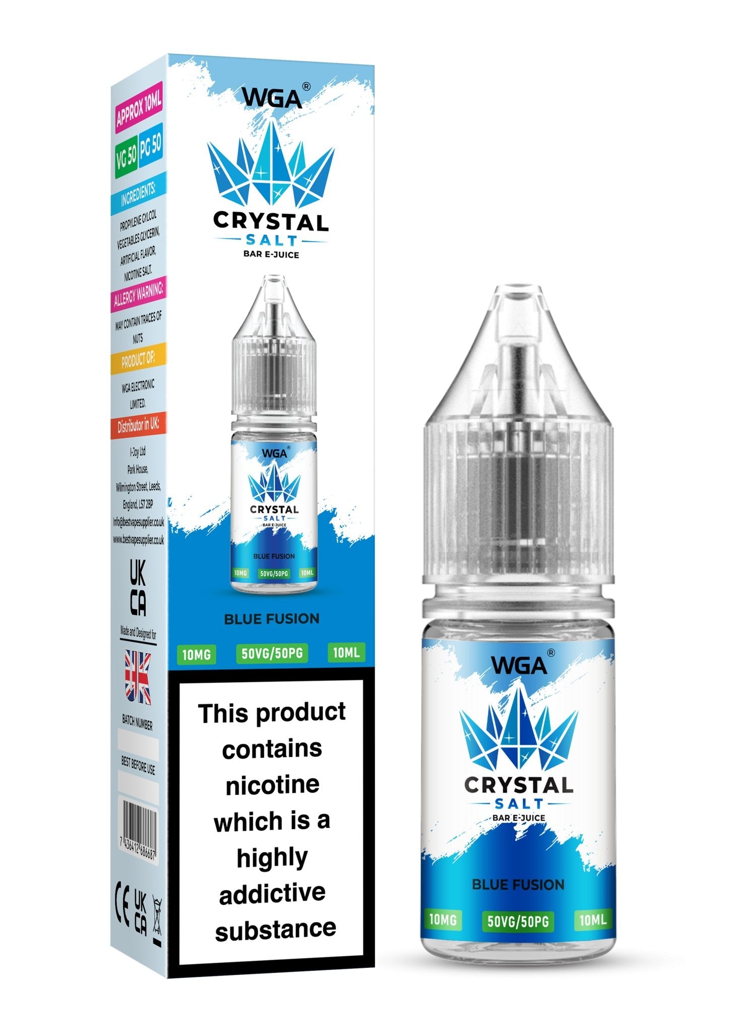 buy WGA Crystal Nic Salt 10ml E - Liquid Box of 10 at Wolfvapes.co.uk