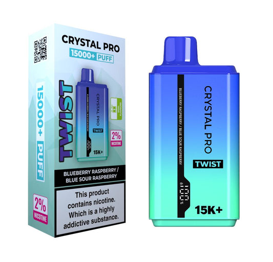 Crystal Pro Twist 15000 Disposable Vape Box of 5 - Wolfvapes.co.uk - Blueberry Raspberry/Blue Sour Raspberry