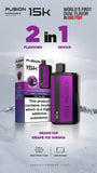 Dual Tank Fusion 15k Puffs Disposable Vape Pod Kit - Wolfvapes.co.uk-Grape Ice + Grape Ice Shisha