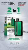 Dual Tank Fusion 15k Puffs Disposable Vape Pod Kit - Wolfvapes.co.uk-Grape Ice Shisha + Double Apple Shisha