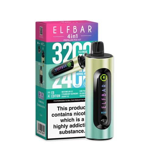 Elf Bar 4 - in - 1 3200 Prefilled Pod Kit - Box of 5 - Wolfvapes.co.uk - EB Edition