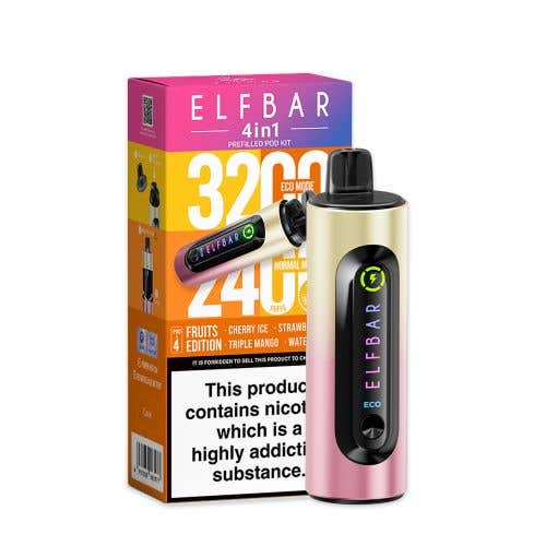 Elf Bar 4 - in - 1 3200 Prefilled Pod Kit - Box of 5 - Wolfvapes.co.uk - Fruits Edition