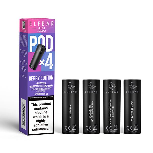 Elf Bar 4 - In - 1 Prefilled Replacement Pods - Wolfvapes.co.uk - Berry Edition