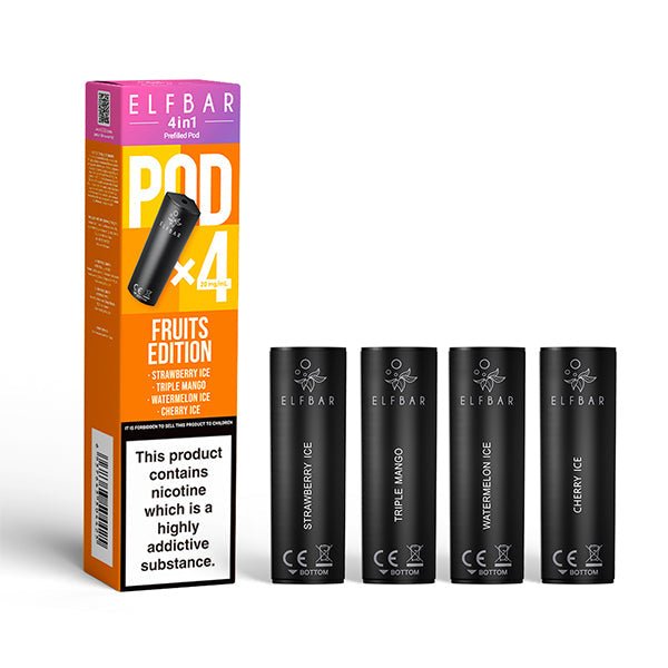 Elf Bar 4 - In - 1 Prefilled Replacement Pods - Wolfvapes.co.uk - Fruits Edition