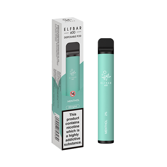 Elf Bar 600 Disposable Vape Pod - Box of 10 - Wolfvapes.co.uk - Menthol