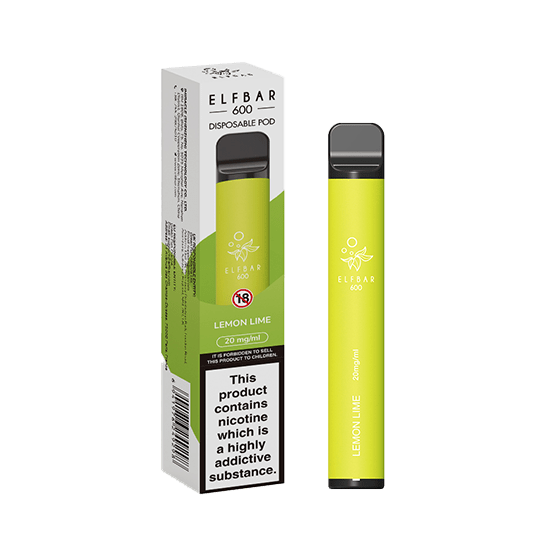 Elf Bar 600 Puffs Disposable Vape Kit | 20mg | Wolfvapes - Wolfvapes.co.uk - Lemon Lime *New*