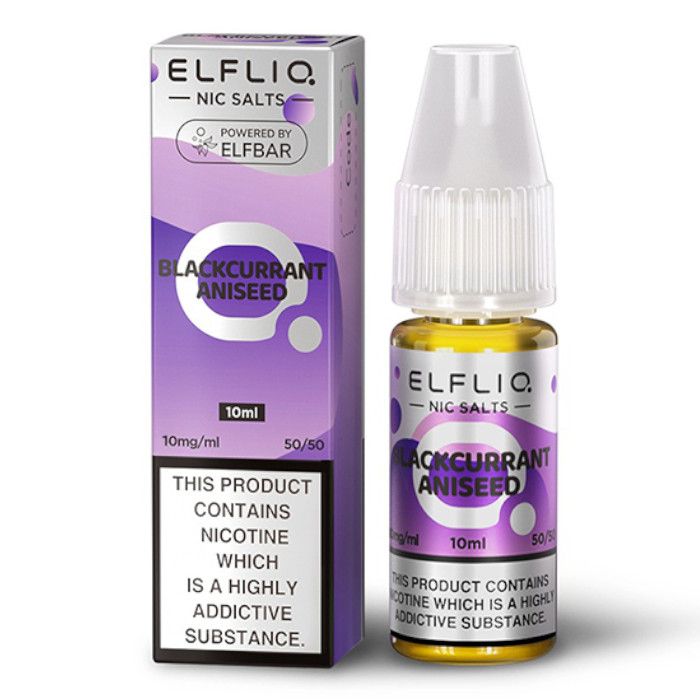 Elf Bar Elfliq 10ml Nic Salt - Box of 10 - Wolfvapes.co.uk - Blackcurrant Aniseed