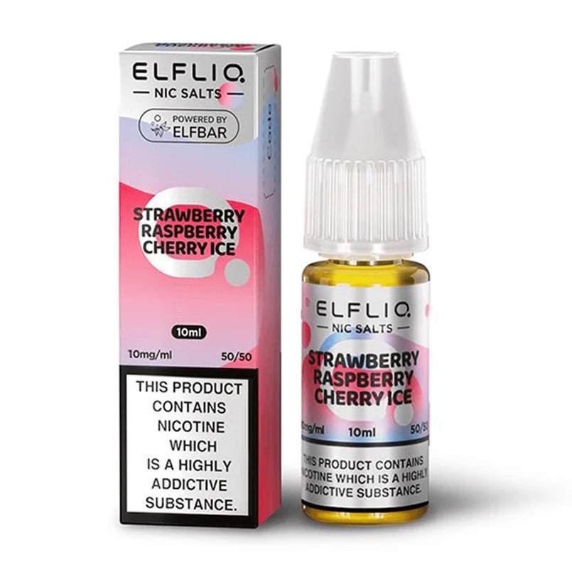 Elf Bar Elfliq 10ml Nic Salt - Box of 10 - Wolfvapes.co.uk - Strawberry Raspberry Cherry Ice