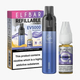 Elf Bar EV5000 Starter Kit & Elfliq Nic Salt 10ml E-Liquid Combo Pack - Wolfvapes.co.uk-Blueberry