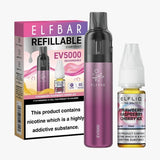 Elf Bar EV5000 Starter Kit & Elfliq Nic Salt 10ml E-Liquid Combo Pack - Wolfvapes.co.uk-Strawberry Raspberry Cherry Ice