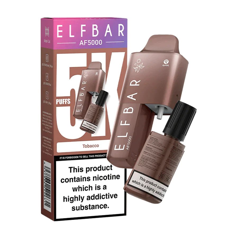 Elfbar AF5000 Puffs Disposable Vape Device - Box of 10 (2 * Box of 5) - Wolfvapes.co.uk-Tobacco