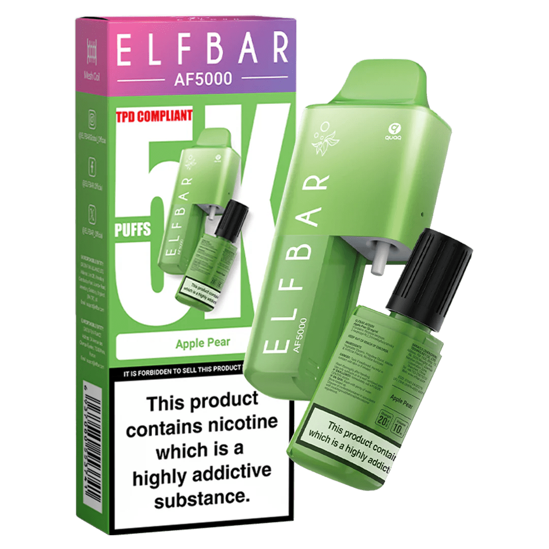 Elfbar AF5000 Puffs Disposable Vape Device - Box of 5 - Wolfvapes.co.uk - Apple Pear *NEW*