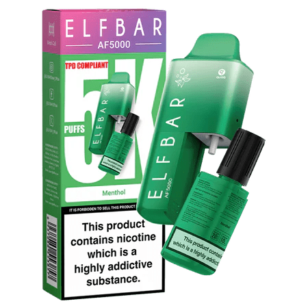 Elfbar AF5000 Puffs Disposable Vape Device - Box of 5 - Wolfvapes.co.uk - Menthol *NEW*