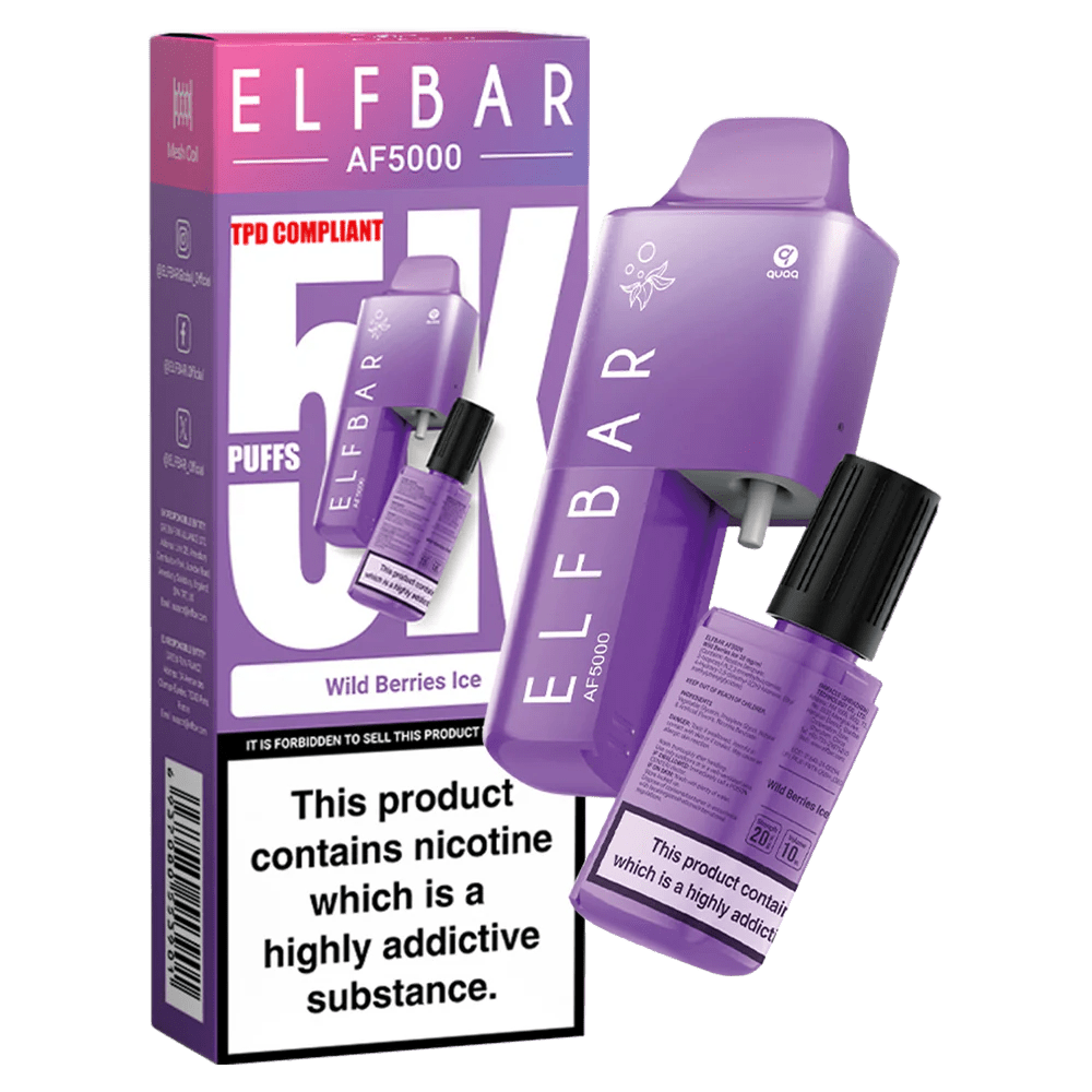 Elfbar AF5000 Puffs Disposable Vape Pod Kit - Wolfvapes.co.uk - Wild Berries Ice *NEW*