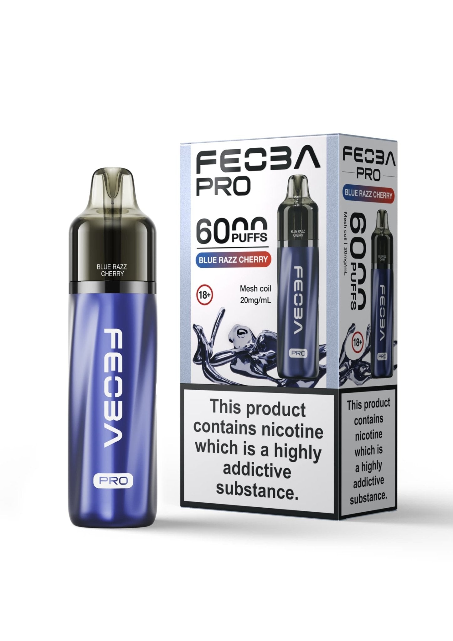 Feoba Pro 6000+ Disposbale Vape Box of 5 - Wolfvapes.co.uk - Blue Razz Cherry