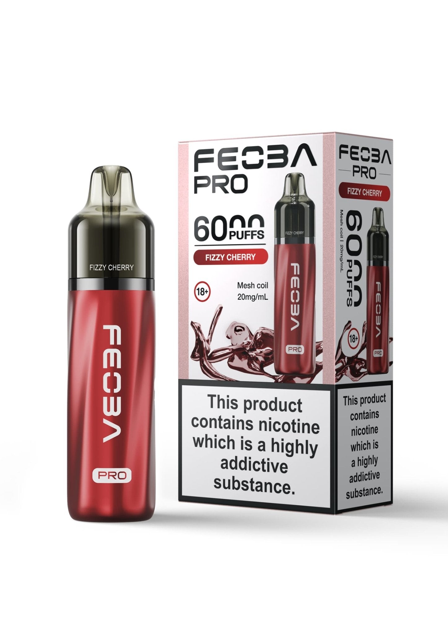 Feoba Pro 6000+ Disposbale Vape Box of 5 - Wolfvapes.co.uk - Fizzy Cherry